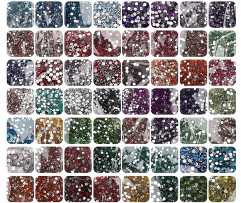 RANJIMA Diamond Painting Steine, 60 Farbe DIY Runder Steine Glitzer Zubehör Diamanten Deko Strasssteine für Diamond Painting Nägel Edelsteine Textilien Kunsthandwerk Ornamente