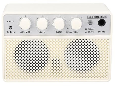 Mini Bass AMP 10W Amplificatore di Basso Elettrico Ricaricabile Portatile, Amplificatore di Pratica Elegante con Doppio Canale, Toni di Basso Profondo Wireless Bt aux Ingresso,