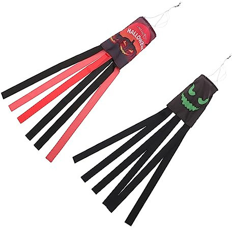 Toyvian 2piezas Decoración De Bandera De Tubo De Viento De Halloween Para Jardín Exterior Accesorio Decorativo Para Casa Embrujada Manga De Viento De Halloween