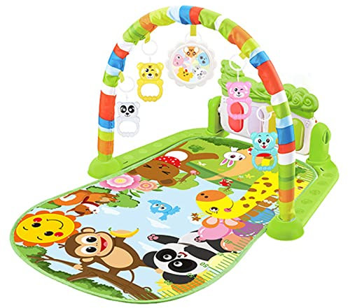 THINCAN Musical Matte Activity Center Kick & for Play Piano Fitnessstudio Für Spielmatte Für Jungen Mädchen Bauch Für Zeitpädagogische Klappmatte