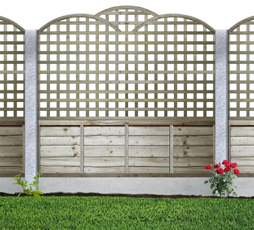 Triple-Dome Privacy Square Wooden Trellis Panel Lattice, W:6ft x H:3ft Climbing Plant & Vines Support Fence Topper for Outdoor Garden Wall (Wide: 182.8cm x High: 116cm) (5 Pack)