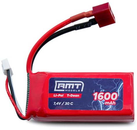 RMT Models LiPo Akku 7.4V 1600mAh | 2S 30C Softpack | T‑Dean Stecker JST‑XH Balancer | 69×34×19 mm 90 g | Ersatzenergie | RC Auto Boot Crawler Truck Panzer Flugzeug  Drone Roboter | Schnellladung