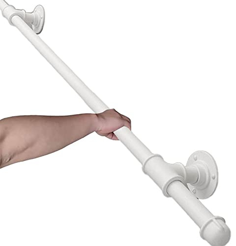 Scala industriale vintage per soppalco, 250 cm, in ferro bianco, ringhiera per interni ed esterni, design elegante