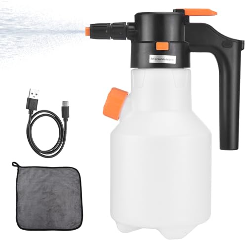 SHUAIGUO Electric Car Wash Spray Bottle, Powerful Battery Operated 2L Pump Sprayer, Ergonomic Design for Longer Cleaning, Adjustable Nozzle for Patio Cleaning, Pet Grooming