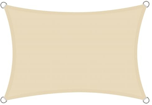 Rivenlo Toldo Vela Rectangular 4x6 m, Vela de Sombra 6x4 m HDPE Protección Rayos UV Resistente Transpirable Toldos para Exterior Terraza Patio Jardín, Crema