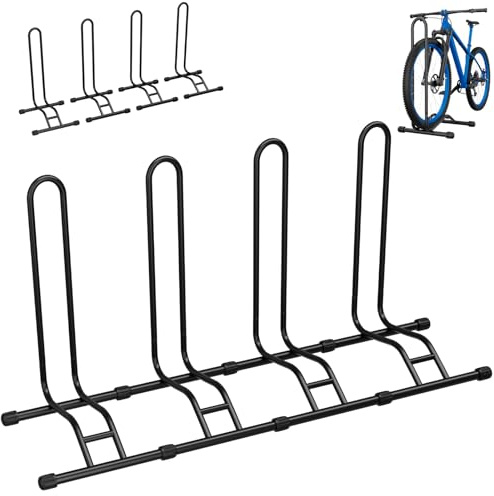 TLGREEN 4 x Fahrradständer Boden,Fahrrad Ständer,Reifenbreite bis 75mm,24-29 Zoll,Hinterrad Fahrradhalter,Radständer für Mountainbike Rennrad MTB bis 25kg,Schwarz
