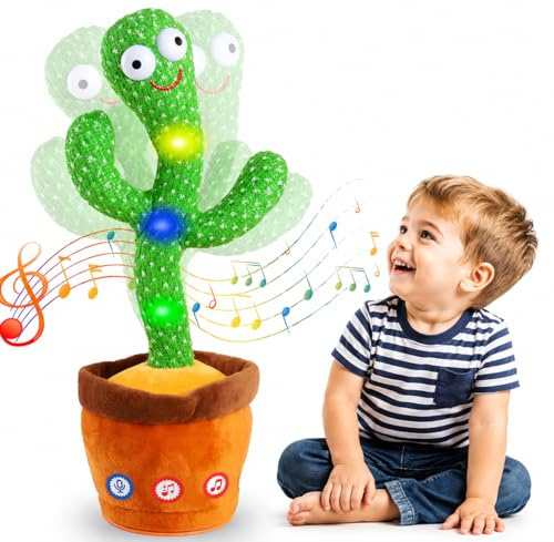 Heevyu Cactus Que Baila Y Repite, Cactus Que Habla con LED, Cantando Hablando con Función Grabación, Interactivo Y Educativo, Regalos para Niños Y Decoración
