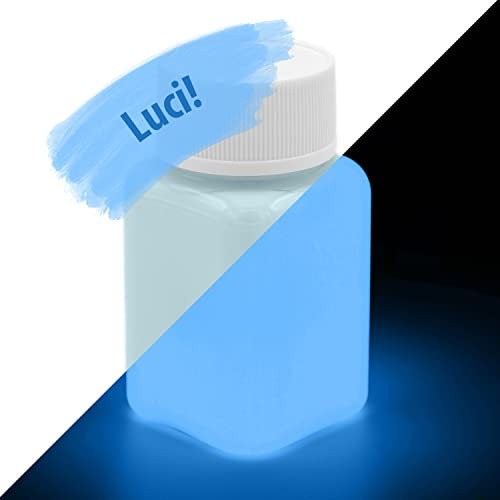lumentics luminosa notturna 100ml - Bagliore nella vernice scura, Vernice brillante dopo il bagliore, Vernice murale autoluminosa UV (Azzurro)