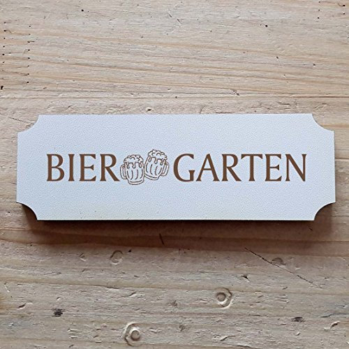 Schild BIERGARTEN Dekoschild mit Bierglas Motiv - ca. 15 x 5 cm