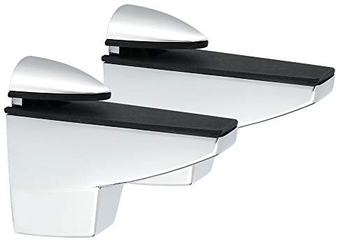 Sayayo Adjustable Wood/Glass Shelf Bracket Glass Support Wood Holder, Fish Mouth Type Clip Adaptive 5-25mm Thickness Shelf, Zinc Alloy Polished Finished, 2 Pcs, EBL006C-2P
