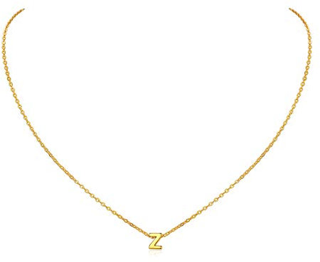 ChicSilver 18k vergoldet Buchstabekette Damen Kette mit buchstabeanhänger Z mit Geschenkebox für Damen und Mädchen