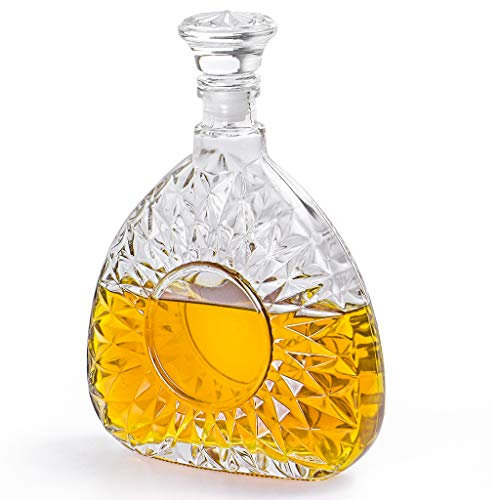 MDLUU Decantador de licor, decantador de vidrio con tapón hermético, botella decantador para whisky, brandy, whisky, whisky, bourbon, 750 ml