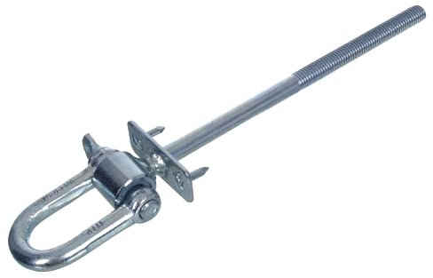 NAJDER Crochet de Balançoire avec Manille et Boulon M12 x 200 mm, Crochet Pivotant à Visser Galvanisé pour Aire de Jeux Hamac Corde Extérieur Jardin, Durable