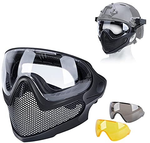 ACEXIER Airsoft Paintball Chasse équipement Tactique Double Mode Mise à Niveau en Acier Maille Demi-Masque Militaire Jeu de Guerre Masque Protecteur