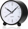 Alarm Clock, Non Ticking Analog Alarm Clocks with Warm Night Light, Bedside Alarm Clock Silent Clock Battery Powered, Simple Stylish Design for Desk Bedroom (Black))