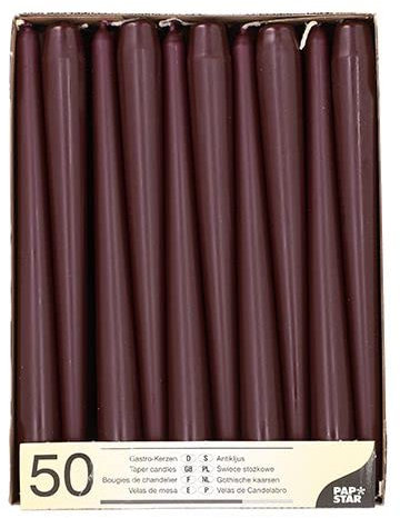 Papstar Leuchterkerzen Ø 2,2 cm, 25 cm beere 89147 Spitzkerzen Stabkerzen Halterkerzen, 50 Stück