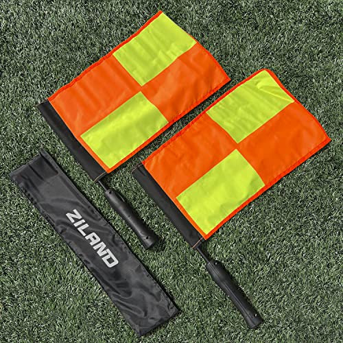 Ziland Pro Referee Flags [Pair] • Hi-Vis check Flag • A must for match officials at pitch side.