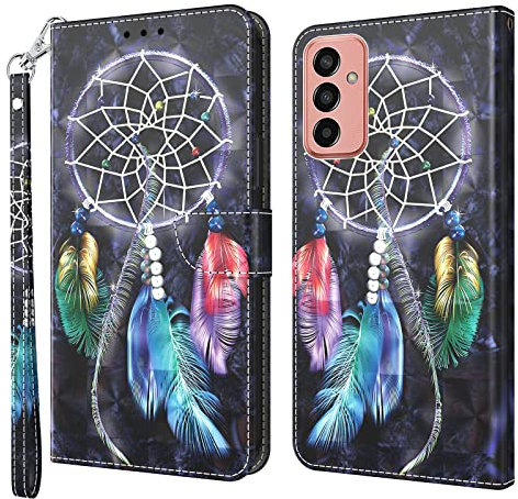 BOLELAW Hülle für Samsung Galaxy A23 4G/5G Handyhülle, Kartensteckplatz Magnetverschluss Flip PU Leder Bemalte Muster Schutzhülle für Samsung A23, Traumfänger