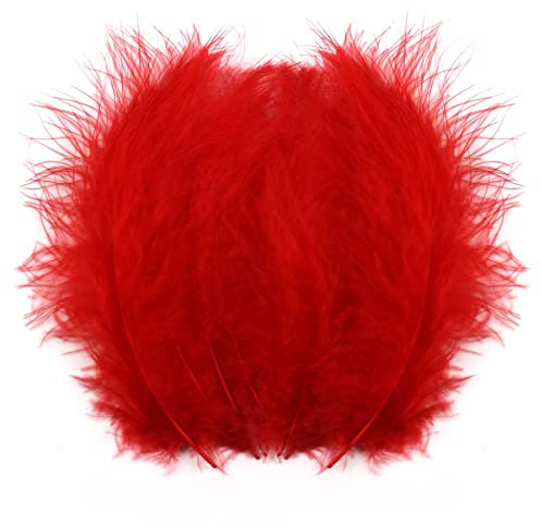 250pcs 10-15cm soffici piume di marabù di tacchino Rosso per artigianato piume colorate accessori pacchetto