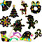 DERAYEE 48 Stück Weihnachten Kratzbilder,Weihnachten Kratzpapier Set,Regenbogen Scratch Art mit 12 Holzstiften und 48 Bunte Bändern für Weihnachten Kinder Geschenk