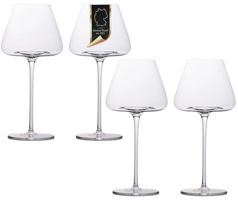 INTIRILIFE 4x Wein Glas mit modernem Design - 600 ml Füllmenge - Weißwein Rotwein Glas Kelch Spülmaschinenfest Kristallglas stoßfest