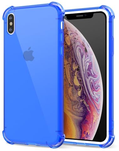 Svanove Designed for iPhone Xs Case Clear, Neon Vibrant Bright Color, Transparent Protective Jelly Silicone Case for Women Girl Cute, Soft Flexible TPU, Thin Slim, Neon Blue
