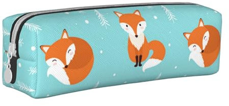 YWSOTRE Fuchs, Nahtloses Muster, Bleistifttasche, Federmäppchen, tragbare Bleistifttasche aus Leder mit Reißverschluss, Kosmetiktasche