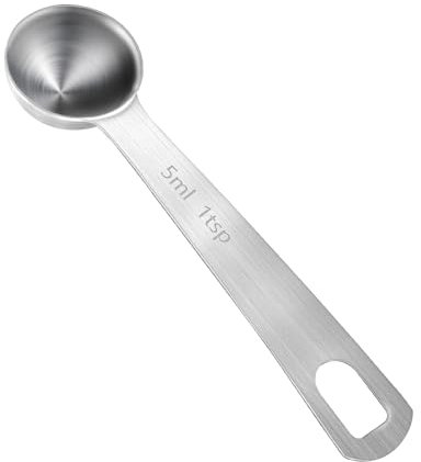 Cuillère doseuse en acier inoxydable - Cuillère doseuse à café - 5 ml - Avec long manche - Petite cuillère en métal pour mesurer le café, les épices, les grains