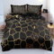 Luowei 3D Bettwäsche 135x200cm Schwarz Gold Waben Bettwäsche Set Mode Unregelmäßig Hexagon Mikrofaser Bettbezug mit Reißverschluss und Kissenbezüge 80x80cm