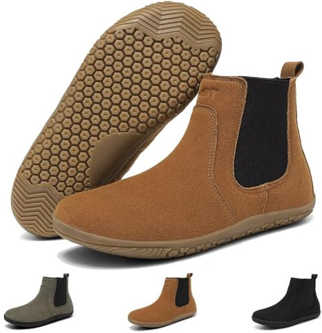 Wizshoe Stivali da Donna Basso Chelsea Boots Barefoot Stivaletti Booties Womens Ankle Scarpe Marrone 42EU