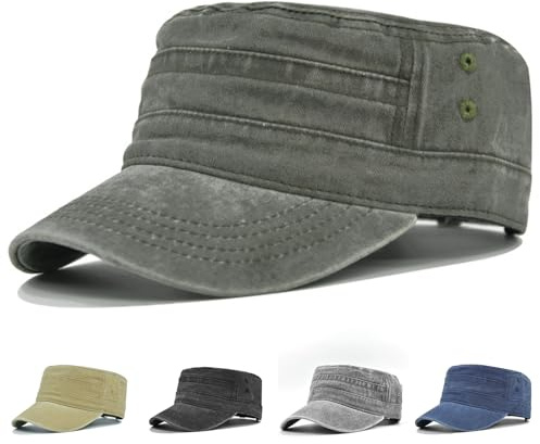 Fuantuda Klassische Army Cap, Vintage Washed Modische Militärmütze, Unisex Army Cap, Einfarbig, Einheitsgröße, für Herren Geschenke