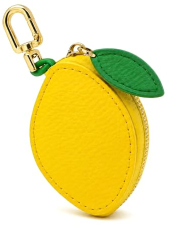 Kluz Bag Charm Leder, Frucht förmige Mini taschenanhänger Damen Mit Reißverschluss, mini Tasche Zitrone schlüsselanhänger Leder, Kleiner Kleingeldbeutel Für Schlüsselbund, Tasche Und Rucksack