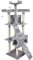AQPET Tiragraffi XXL 170cm per Gatti con Cuccia, Albero Gioco Multifunzionale e Parco Giochi Completo, Colore Grigio