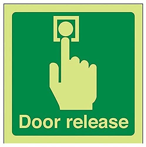 vsafety 22021 AF-G condizioni di sicurezza apertura porta targa per porta, Glow in the Dark, 1 mm, in plastica, quadrato, 100 mm x 100 mm, colore: verde