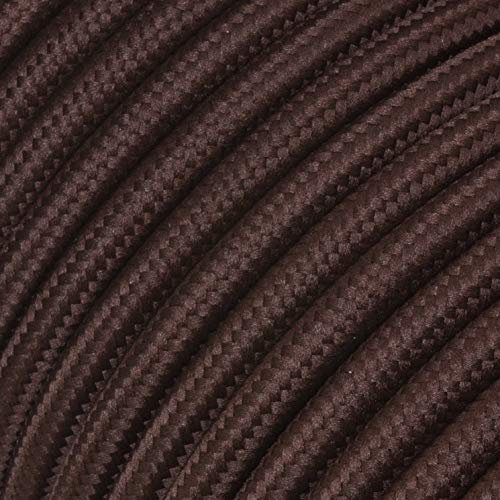 Textilkabel für Lampe, Stoffkabel 3-adrig (3x0,75mm²), Braun (Dunkelbraun) - 3 Meter