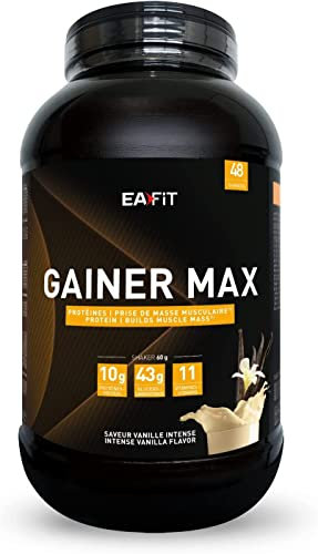 GAINER MAX|EAFIT|Prise de masse Gaine musculaire|Boisson hyperglucidique|Vanille Intense|Un apport de glucide,de vitamines pour le sport pour la prise de poids|Shaker proteine pour la musculation
