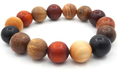 Thajaling Tibetische Armband Mala Buddhist Buddha Meditation 15mm Natürliche Holzperle Männer Elastische Gebet Armband