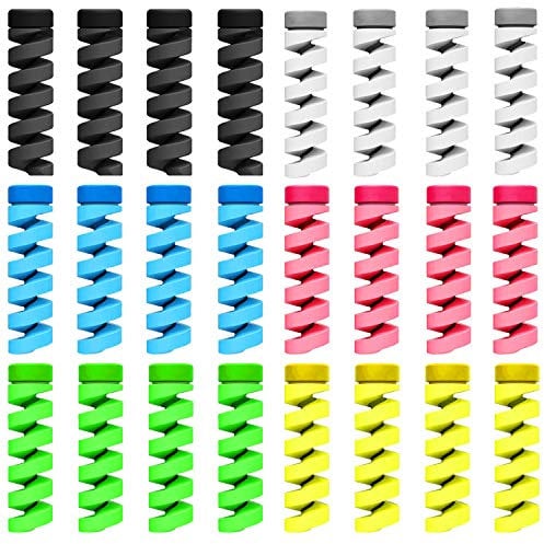 Larcenciel Cable Protector/Wire Repair/Pet Bite Cable Case/Cord Identification Cover,24 Pc Type-C Cord Protector Headphone Adapter Saver Spiral USB Cable Wrap Strain Relief Data Cord Sleeve