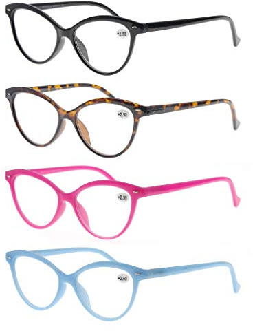 MODFANS Occhiali da Lettura Donna,Cerniera a Molla,Leggera,Visione Chiara,Lente Trasparente con Custodia,Colori Misti