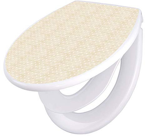 banjado® Familien WC Sitz mit Absenkautomatik 44x37cm mit Motiv Beige Herzen - Klodeckel/Klobrille mit kindersitz aus hochwertigem Polypropylen - universeller Toilettensitz mit Kindersitz integriert