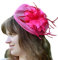 Mini Chapeau Peigne Mariage Bibi Tulle Plume Rose Fushia