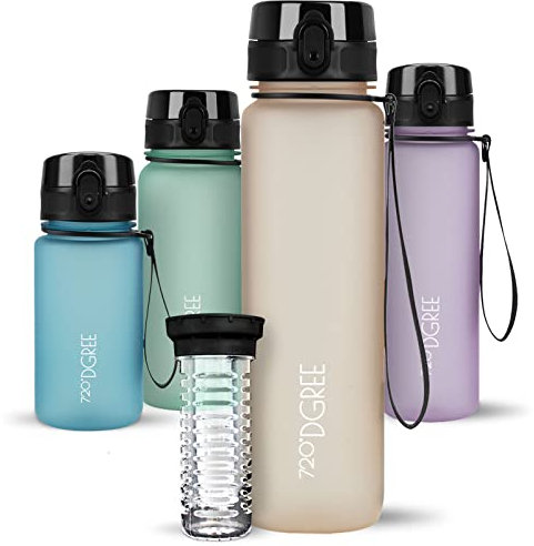 720°DGREE Gourde d'Eau 1l “uberBottle“ +Fruit-Infuseur softTouch - Sans BPA, Anti-fuite - Bouteille, water bottle idéale pour Enfants, Sport, Randonnée, Gym, Camping, Université, Voyage, Travail, Yoga
