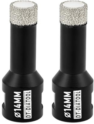 DT-DIATOOL Foret Diamant 2PCS 14mm Scie Cloche pour Forage à Sec Carrelage Porcelaine Marbre Céramique Granit
