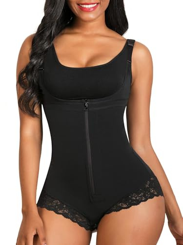 SHAPERX Women's Fajas Colombianas Shapewear Postpartum Tummy Control Body Shaper Butt Lifter Bodysuit, SZ7200-Black-New-M