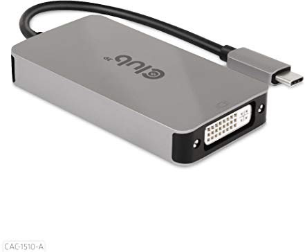 Club3D CAC-1510-A USB C to Dual Link DVI-D Adapter HDCP Off for Apple Cinema Displays, 3840x2160@30hz, 2560x1600@60Hz