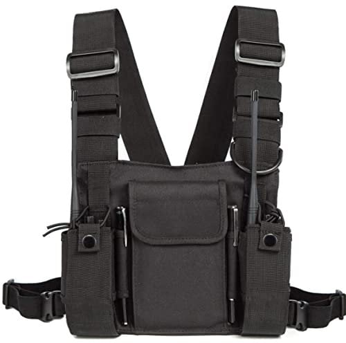 Litensh Walkie Talkie Schultertasche Brusttasche, Radio Brusttasche Harness, Two Way Radio Rucksack Halter, Zweiwege Radios Tragetasche Holster walkie Talkie Brusttasche für Rettungswesentliche Weste