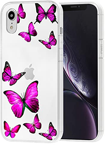 Tothedu Phone Case for iPhone XR Case 2018 for Girls Women, Clear Slim Shockproof Pattern Soft Flexible TPU Back Phone Protective Cover Cases for iPhone XR 6.1 (Rose Butterfly)