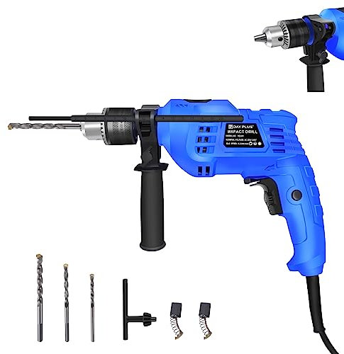 Corded Hammer Drill Electric Impact Drill 850W 3000RPM Hand Electric Drill with 360° Rotating Handle, Variable Speed & 13mm Metal Chuck, for Wood, Metal, Concrete
