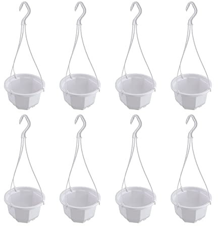 Cabilock 8Pcs Hängende Pflanzer Hängen Blumentöpfe Kunststoff Pflanzen Aufhänger Halter Hängenden Korb für Indoor Outdoor Garten Sukkulenten Decke Wand Fenster Hängen Weiß