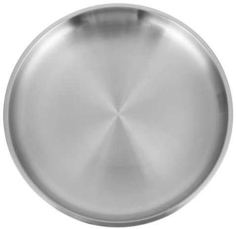 Cabilock Edelstahl Teller Flach Rund Speiseteller Salatteller 30cm Silber Essteller Dessertteller Servierplatte für Frühstück Obst Snacks Kuchen Dessert Schmuck Restaurant Zuhause Bad